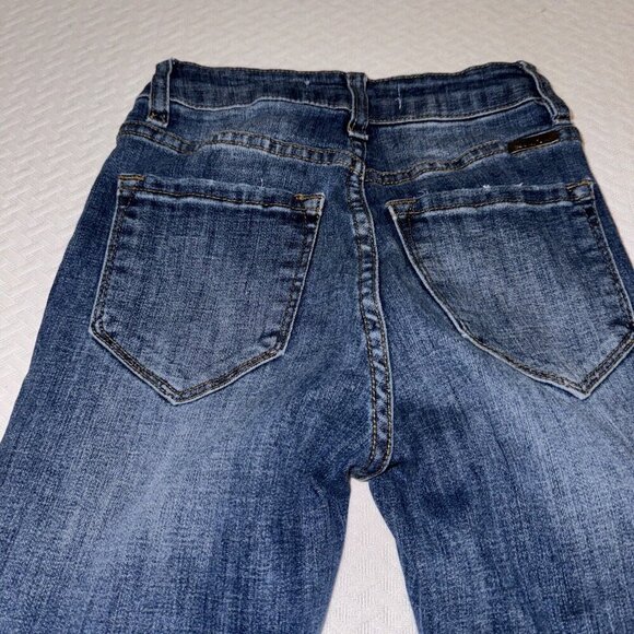 Kancan Skinny Jeans Womens 0/23 Mid Rise Dark Wash Distressed Stretchy Denim - Picture 7 of 8